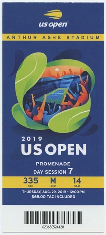 8/29 2019 US Open Tennis Promenade FULL TICKET Serena Williams Bianca Andreescu Cover