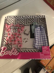 Barbie Clothes: 2 Outfits Doll Include A Strawberry-Print Dress, Checked Dress N - Picture 1 of 1