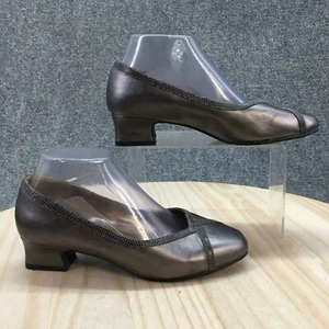 Soft Style Shoes Womens 6 Loafer Pumps Gray Faux Leather Block Heels Casual - Picture 1 of 16