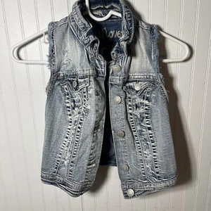 Wallflower Denim Sleeveless Vest/Jacket Destructed Size Small - Picture 1 of 7