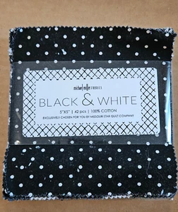 Michael Miller "Black and White Charm Quilt Squares 5" x 5" 42 pc - Picture 1 of 2