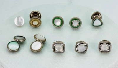 Gemelos de madreperla chapados en plata vintage - diseños surtidos Foto 1 de 2