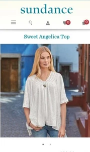 Top Sundance Sweet Angelica Blanco Arrugado Crochet Talla S Recortado Usado en Excelente Condición - Imagen 1 de 10