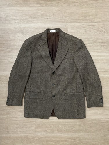 SAINT LAURENT (YSL) Cappotto sportivo vintage Yves Saint Laurent uomo 40R marrone blu tessuto lana peggiorata blazer