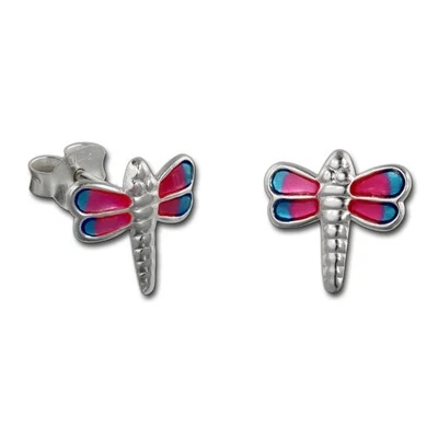Teenie-weenie Orecchini Bambini 925 D'Argento Libellula Blu Fucsia SDO8119P - Immagine 1 di 4