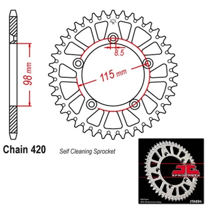Piñones traseros de aluminio JT 420 paso 50 dientes KTM 65 SX (1998) Foto 1 de 2