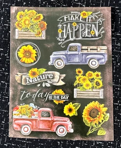 Pegatinas Pop-Up Crafters Cuadradas 10 Piezas Camión Vintage Girasoles Dimensionales - Imagen 1 de 2