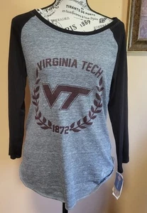 NWT Womens Virginia Tech Hokies Long Sleeve Triblend Baseball Style Size Large - Picture 1 of 5