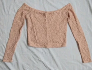 Kimchi Blue Pink Floral Lace Cropped Top Fairy Barbie Women's Size M - Picture 1 of 10