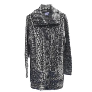Laura Scott grau/grau Knopfleiste Strickjacke Pullover Taschen Gürtel fehlt Größe L - Bild 1 von 8