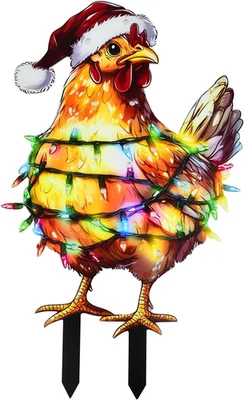 Decoración navideña de pollo iluminada de gran tamaño, LED Navidad decoración exterior Navidad  Foto 1 de 4