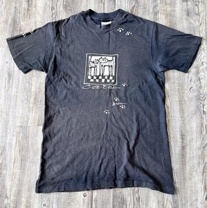 Vintage 80s Cat Shirt Adult Single Stitch Black Size Medium - Picture 1 of 6