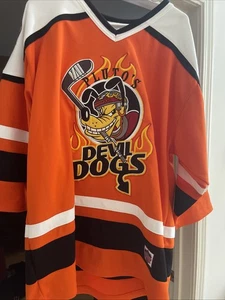 Rare Vintage 1990s Disney Devil Dogs Pluto K9 Hockey Jersey SZ L- New No Tags! - Picture 1 of 6