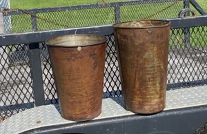 2 Nice LARGE OLD Tin Sap Buckets RUSTIC Maple Syrup Bucket - Picture 1 of 2