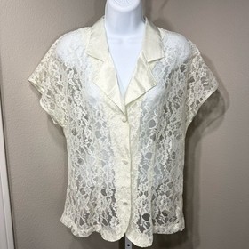 Victoria Secret Vintage Gold Label Lace with Satin collar Top Size Medium