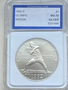 1992 D Olympic Baseball Silver Dollar - Picture 1 of 7