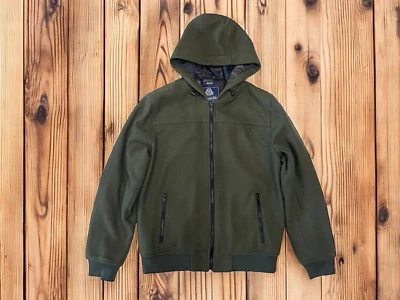 Jaqueta bombardeiro masculina American Rag CIE tamanho médio mistura de lã verde oliva quente - Imagem 1 de 4