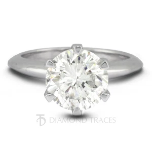 Anello di fidanzamento solitario classico 2 1/2 ct E VS1 diamante naturale tondo 18 carati - Foto 1 di 8