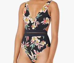 ROXY Sz XS Women Garden Surf One Piece Swimsuit 🩱Black / Floral / Multicolored - Picture 1 of 8