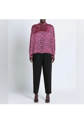 Camisa para mujer Maje con estampado de leopardo negra fucsia con botones talla US 2 NUEVA CON ETIQUETAS Foto 1 de 4