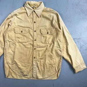 Vintage Woolrich Chamois Button Up Shirt Heavy Cotton Mens XL USA Yellow 70s - Picture 1 of 15