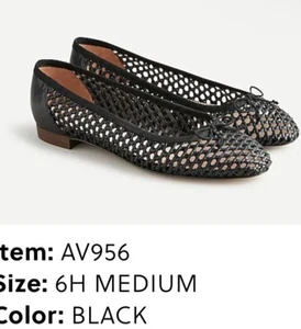 NIB J Crew $138 6.5 Black Faux Leather Kiki Flat Ballet Woven Bow Loafers AV956 - Picture 1 of 13