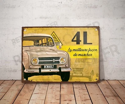 Vintage Renault 4L Metal Sign Garage Decoration R4 Workshop Decor - Image 1 of 3