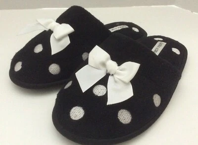 Zapatillas deslizables Laura Ashley negras con puntos blancos talla M Foto 1 de 4