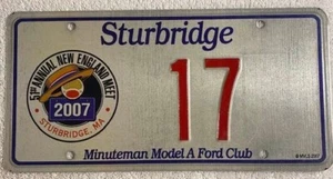Sturbridge Booster License Plate Model A Ford Club Massachusetts New England 17 - Picture 1 of 1