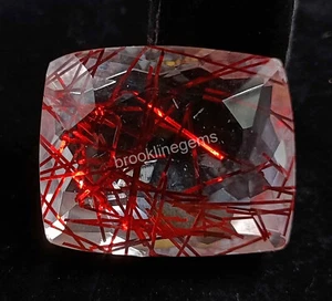 67 Ct Red Rutilated Quartz Cushion Cut EGL Certified Loose Gemstone 27x22mm 4SUB - Picture 1 of 6