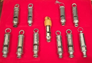 11 Antique Whistles: ACME, Metropolitan, & Others In Glass Front Case #3 @ES - Picture 1 of 5