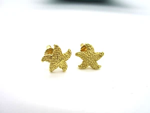 Preciosos pendientes perforados de 3,3 gramos de oro amarillo de 18 K de colección con baches de estrellas de mar - Imagen 1 de 4