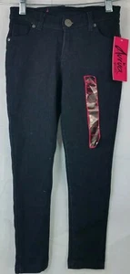 Aviva Black Pants Skinny Fit Jeans Dark Wash Pockets Stretch Zip Girls Size 4/5 - Picture 1 of 12