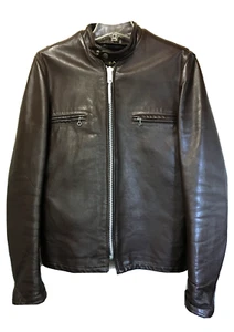 Vintage REED Brown cafe racer Steerhide Leather Biker Jacket 1980's - Picture 1 of 18