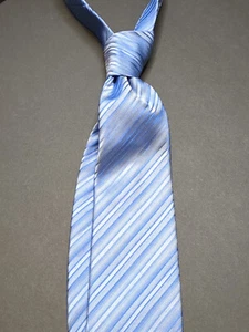 Vintage Kenneth Cole 100% Silk Blue Monochromatic Striped Tie 60.5"x3.5" - Picture 1 of 6