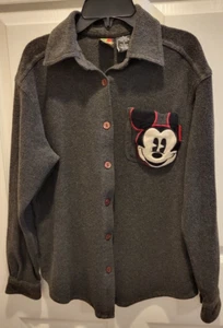 Camicia casual Mickey Unlimited da donna in pile grigio antracite con bottoni, piccola - Foto 1 di 8