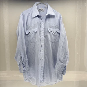 Vintage 1970’s Prior Imperial Westerns Men’s Blue LS Shirt Western 15 1/2 Medium - Picture 1 of 6