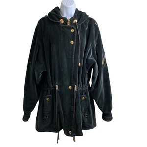 Vintage Skea Paris Vail Women's Black Velour Winter Jacket Size 12 1980’s Aspen - Picture 1 of 14