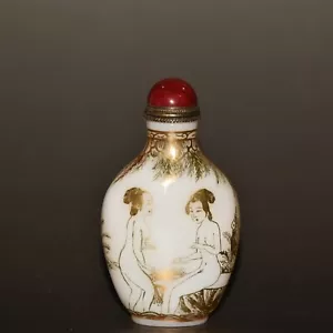 Early Collection of Glass Burnt Gold Beauty Figure Snuff Bottle Decorations - Picture 1 of 9