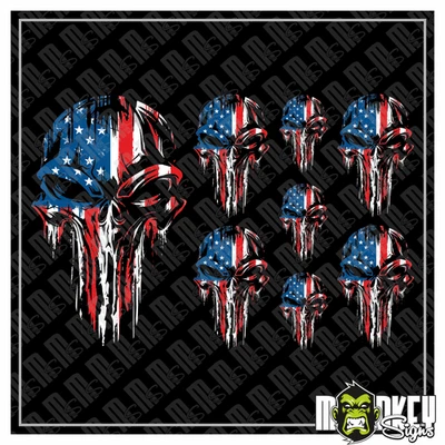 MONKEY SIGNS 8 teilg. RC Crawler Drifter Aufkleber Set Punisher USA Sticker für Modellbau