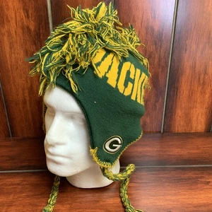 Green Bay Packers Youth Winter Cap Hat Mohawk Kids NFL Football Tassels Beanie - Picture 1 of 7