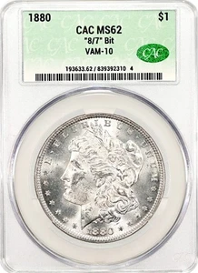 š 1880 Morgan Dollar $1 VAM-10 8/7 Bit CAC CACG MS62 - Overdate Variety! - Picture 1 of 2