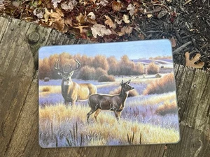 Raro tagliere in vetro temperato infuso artistico unico firmato maestoso caccia al cervo - Foto 1 di 14