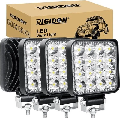 LED Work Light Spot Beam Fog Lamp Rotatable Waterproof 48W 6000K White 4 PCS NEW - Image 1 of 4