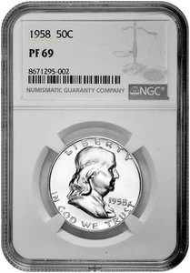 1958 50C Proof Silver Franklin Half Dollar NGC Graded PF 69 in New Holder - Picture 1 of 2