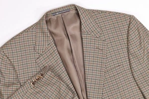 Hickey Freeman Madison Wool/Silk Plaid Houndstooth Blazer Jacket 46L - Picture 1 of 13
