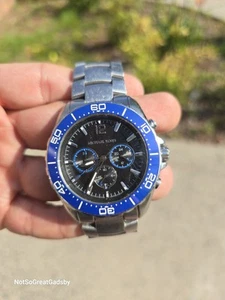 Michael Kors Chronograph Stainless Steel Mk8422 Watch Used B- NEW BATTERY - Picture 1 of 9
