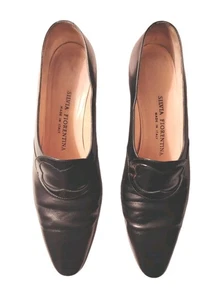 Silvia Fiorentina Shoes Sz 8.5 Black "Chiara" Leather Italian Made Low Heels N - Picture 1 of 11