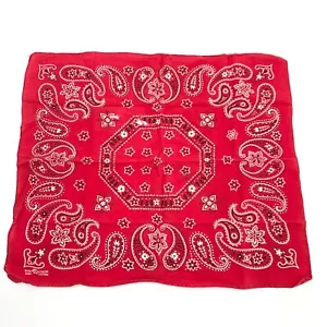 Vintage Elefantenrüssel Paisley Rodeo schnelle Farbe rot Schal Bandana 18,5" x 22" - Bild 1 von 7