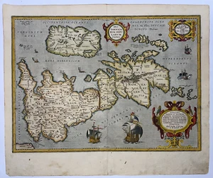 ISLAS BRITÁNICAS IRLANDA 1624 ABRAHAM ORTELIUS GRANDE BONITO MAPA ANTIGUO SIGLO XVII - Imagen 1 de 11